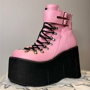 Demonia Pink and Black Platform Boots